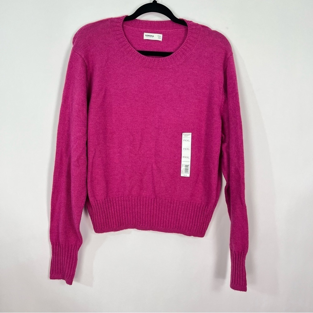 Sonoma Fuschia Pink Raspberry Crew Neck Sweater Sz Petite XXL Never worn